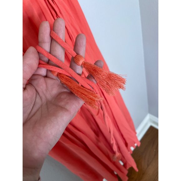 ASTR the Label Victoria Coral Pink Lace-Up Midi Dress Cutout Flowy Size Small - Picture 5 of 9